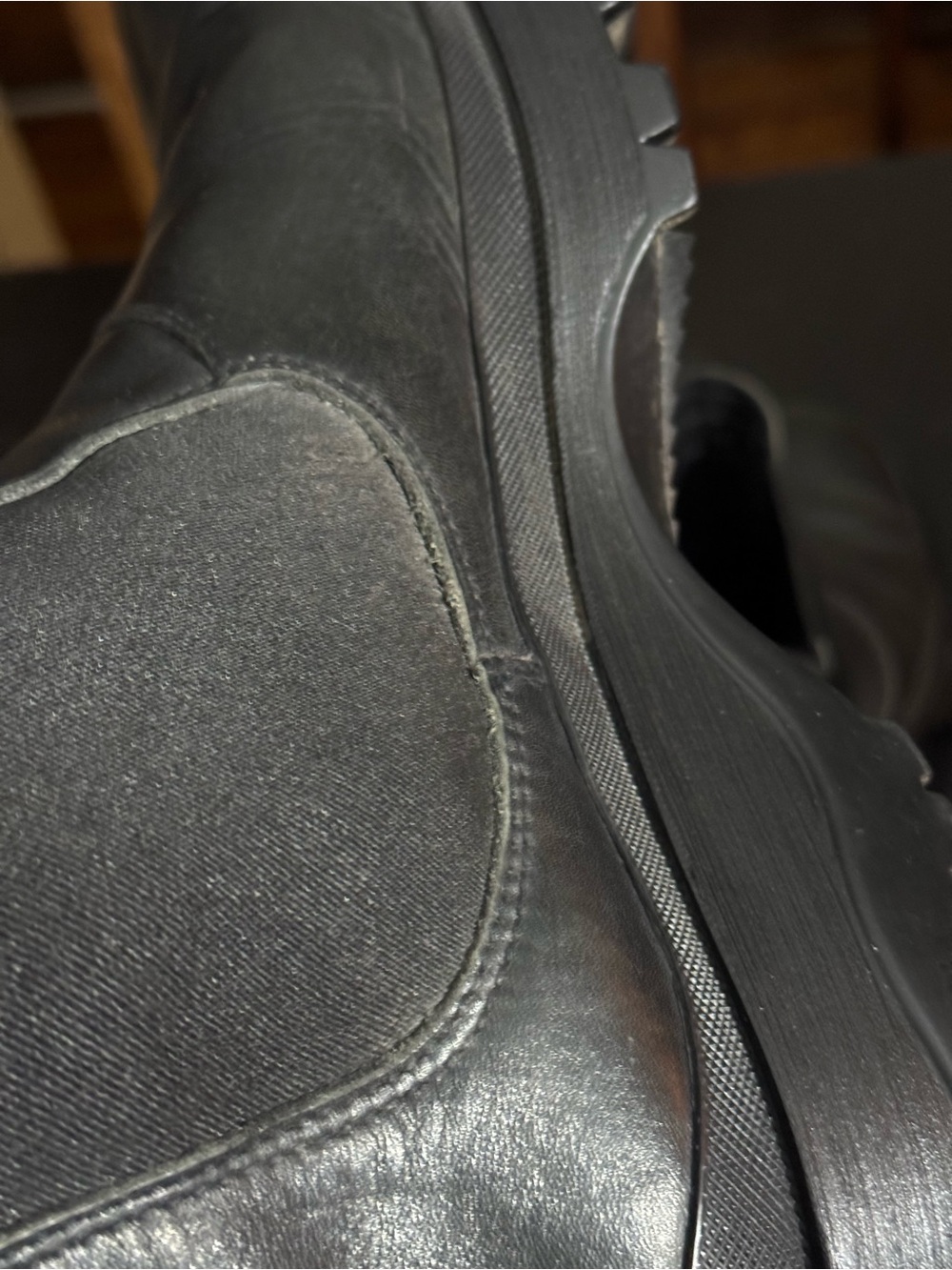 Prada Men’s Size 9 Black Leather Boots, Chelsea, Chunky Lug Sole - Picture 9 of 13